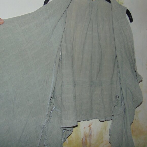 Democracy Cardigan Sleeveless Lightweight Gray Brushed Cotton Shrug Cottagecore - Picture 4 of 8